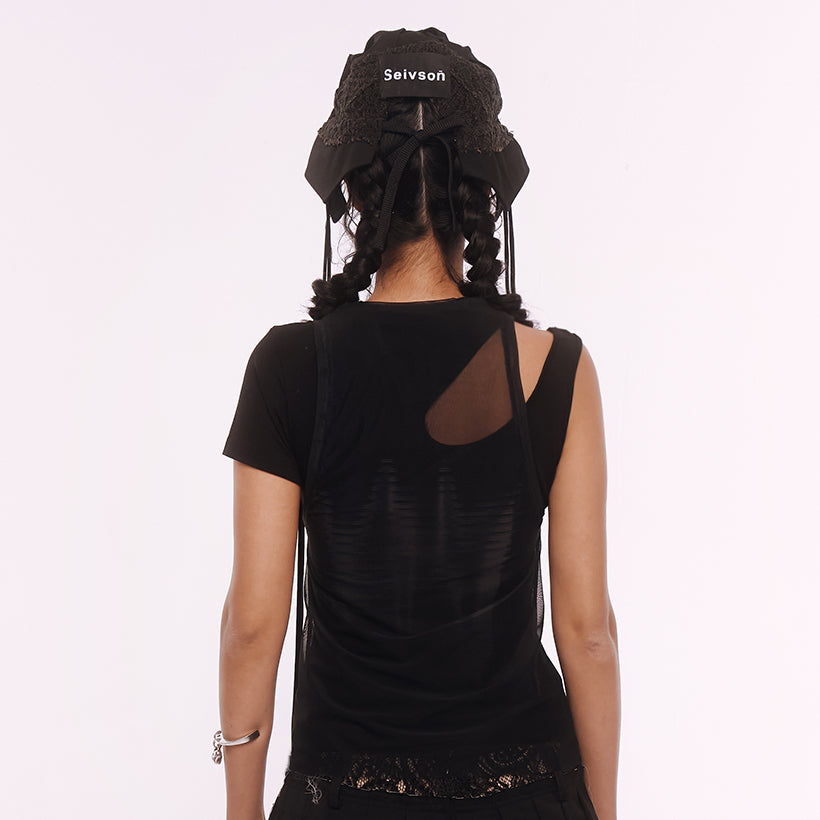 【Future Women:X-ray Collection】See -through T-Shirt - BLACK