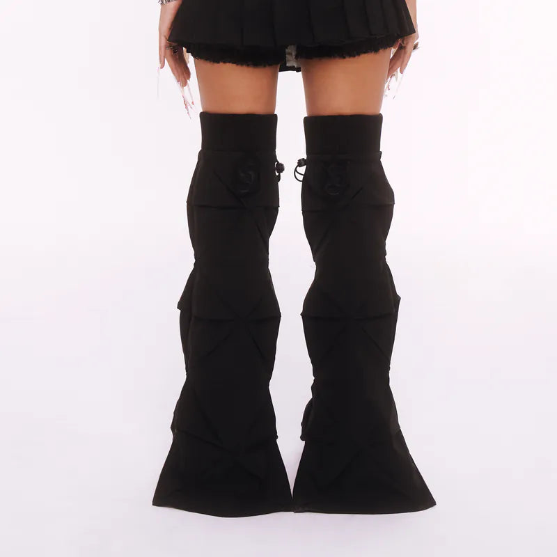 【Seivson 2000 Diamond Collection】六角形折りたたみ立体構造のレッグウォーマー -BLACK