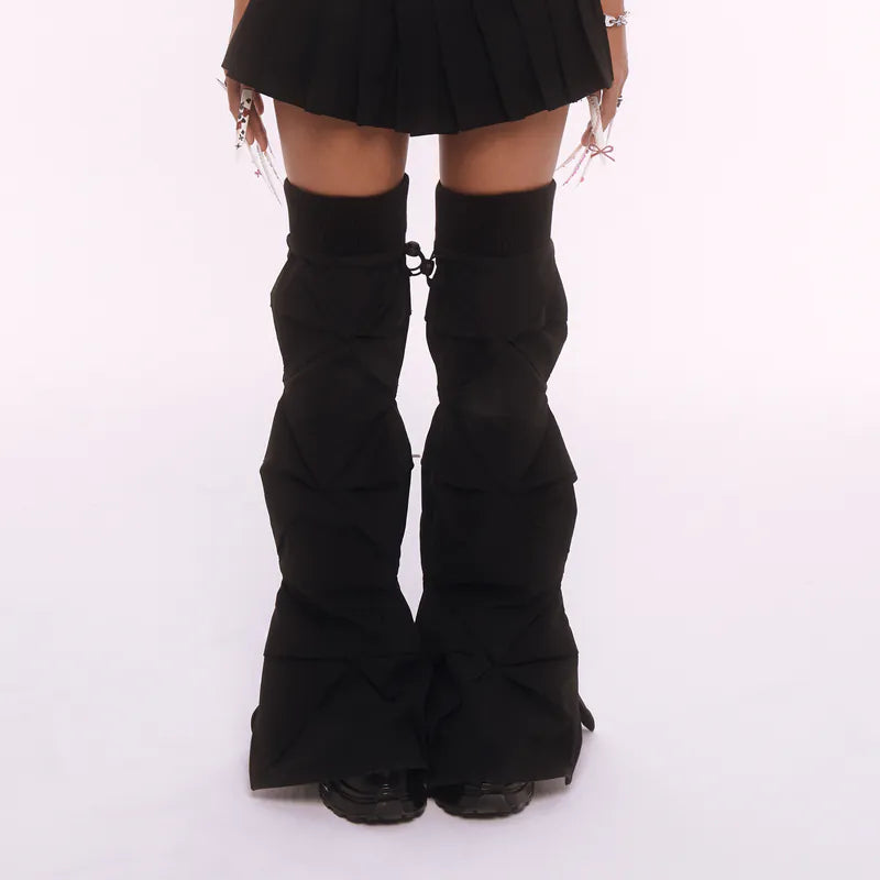 【Seivson 2000 Diamond Collection】六角形折りたたみ立体構造のレッグウォーマー -BLACK