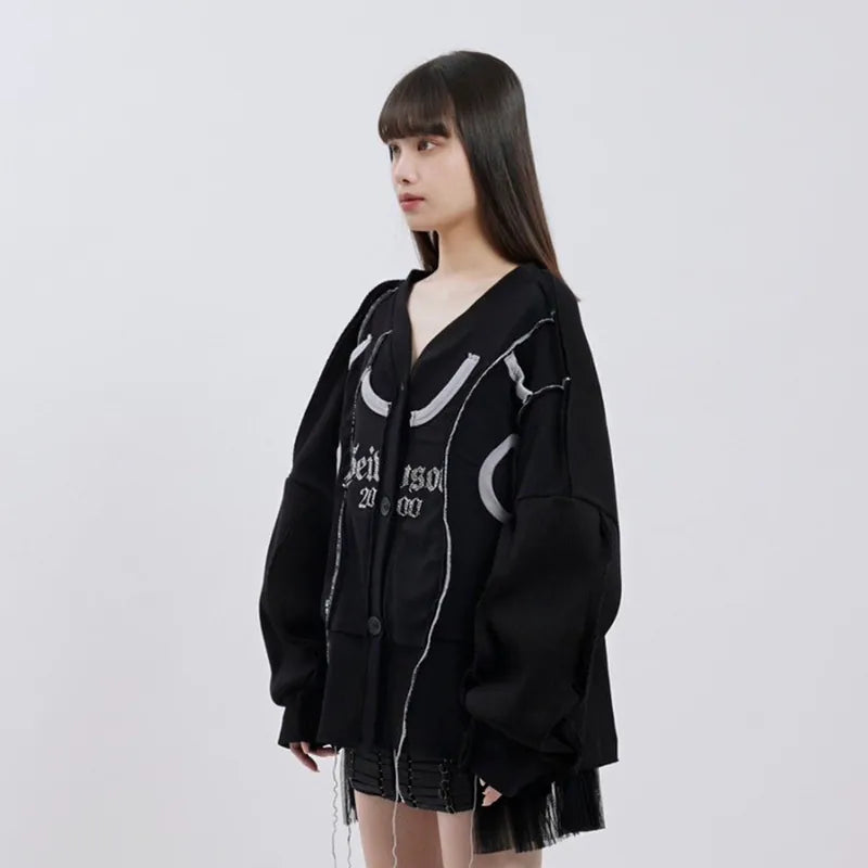 【 Seivson 2000 DIAMOND COLLECTION 】Fluid Sculptural Knit Cardigan ㄧBLACK