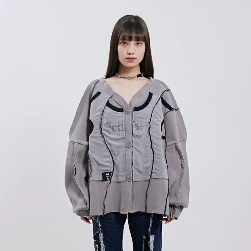 【 Seivson 2000 DIAMOND COLLECTION 】Fluid Sculptural Knit Cardigan ㄧGRAY