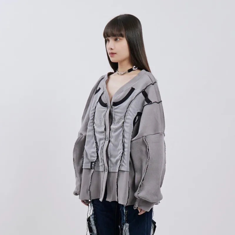 【 Seivson 2000 DIAMOND COLLECTION 】Fluid Sculptural Knit Cardigan ㄧGRAY
