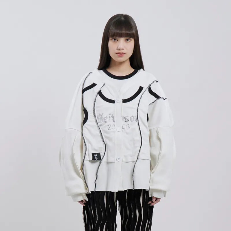【 Seivson 2000 DIAMOND COLLECTION 】Fluid Sculptural Knit Cardigan ㄧWHITE