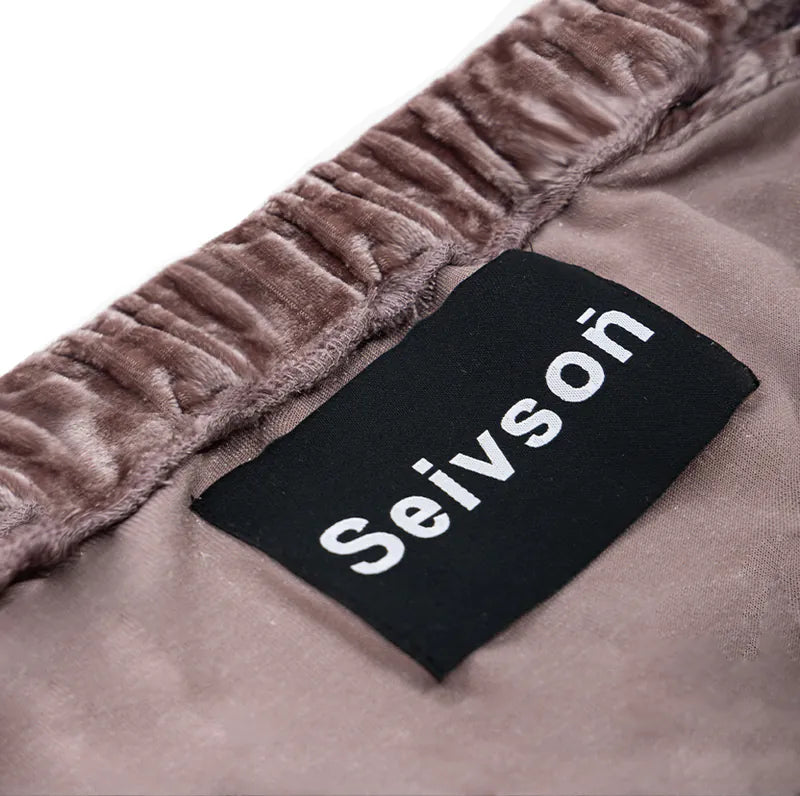 【Seivson 2024SS】光沢布とネットレースのパッチワークベロアスカート -ROSE PINK