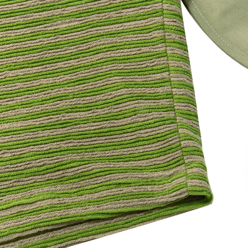 【Urban Cyber Collection】Futuristic Ribbed Collar Patchwork Polo Shirt - GREEN