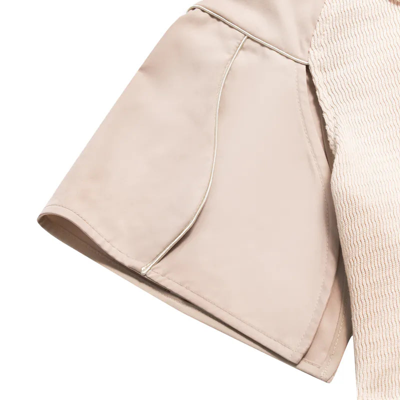 【Urban Cyber Collection】Futuristic Ribbed Collar Patchwork Polo Shirt - KAKHI