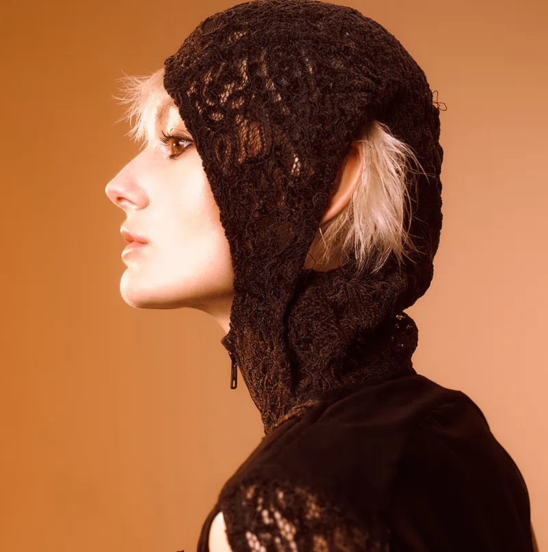 【Seivson 2024AW】Japanese Lace Spliced Hollow Sun Protection Jacket - BLACK