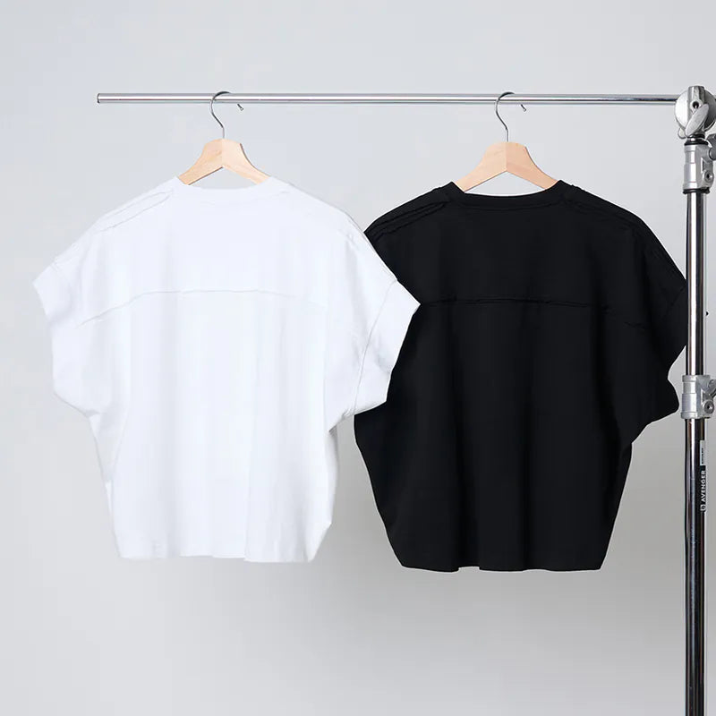 【Seivson 2024AW】 FAUX-SKIN TRACES T-SHIRT BLACK