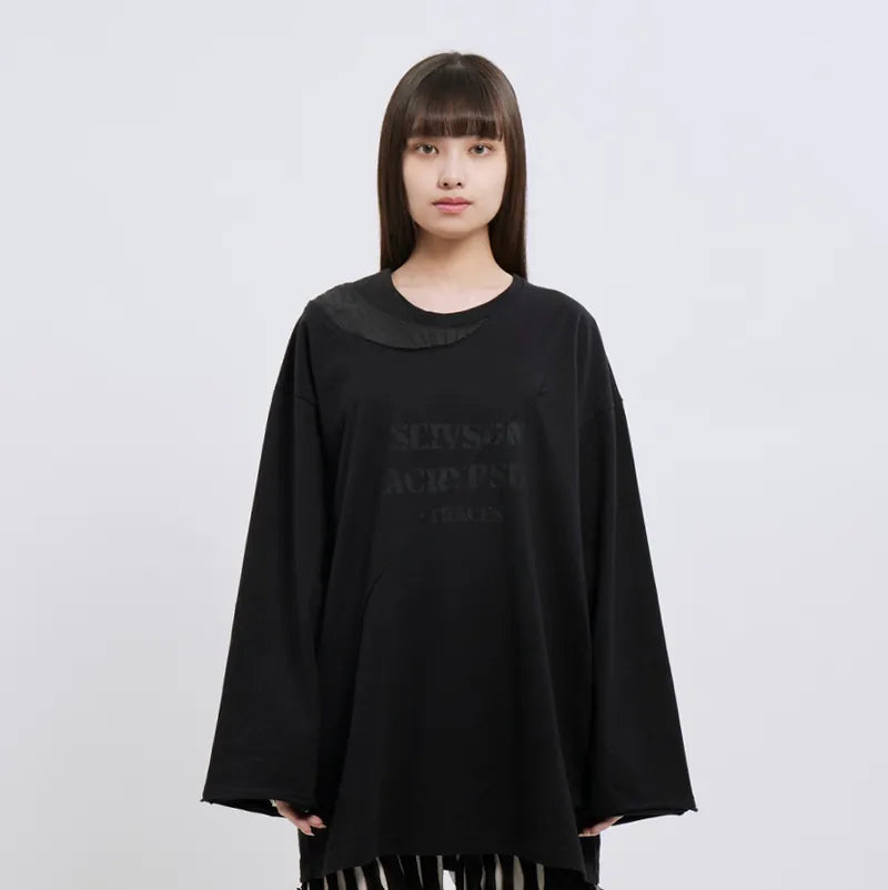 【Seivson X (A)crypsis®】MA-1 Multi-Processed Asymmetric Pleated T-Shirt ㄧ Black