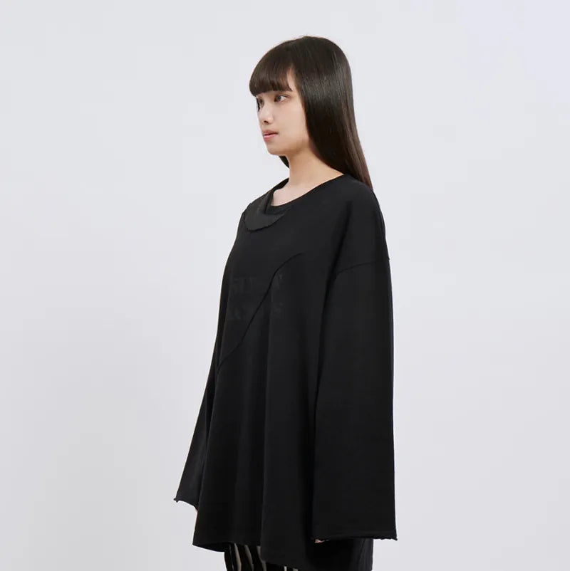 【Seivson X (A)crypsis®】MA-1 Multi-Processed Asymmetric Pleated T-Shirt ㄧ Black