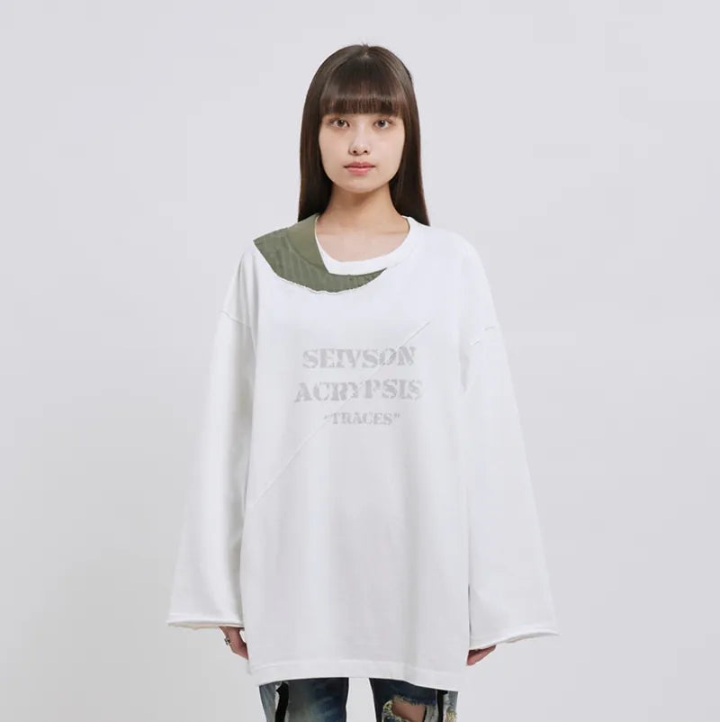 【Seivson X (A)crypsis®】 MA-1 Multi-Processed Asymmetric Pleated T-Shirt ㄧ White