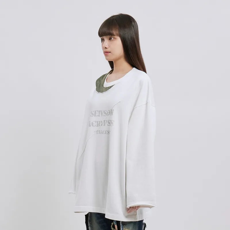 【Seivson X (A)crypsis®】 MA-1 Multi-Processed Asymmetric Pleated T-Shirt ㄧ White