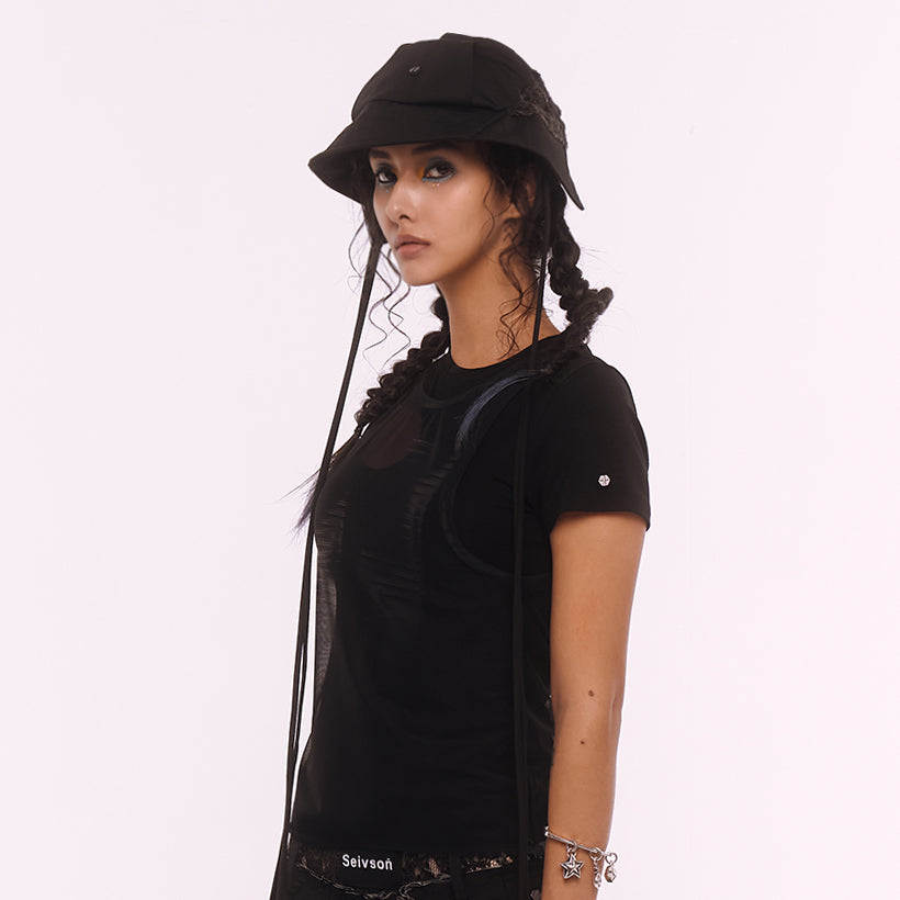 【Future Women:X-ray Collection】See -through T-Shirt - BLACK