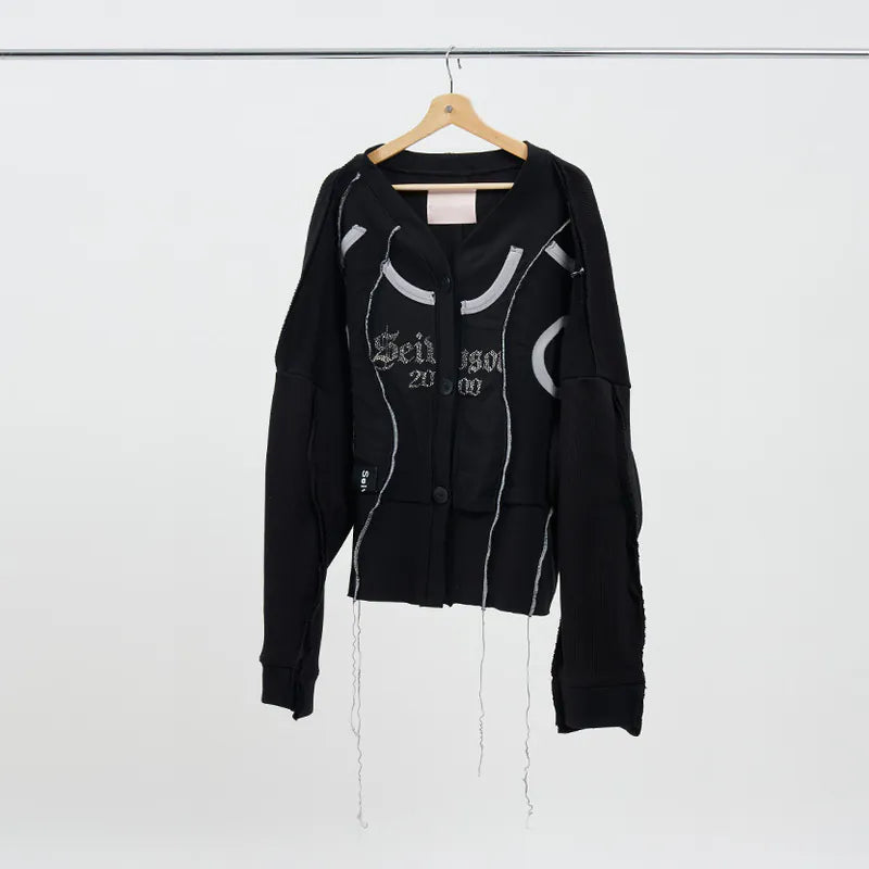 【 Seivson 2000 DIAMOND COLLECTION 】Fluid Sculptural Knit Cardigan ㄧBLACK