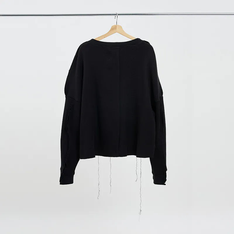 【 Seivson 2000 DIAMOND COLLECTION 】Fluid Sculptural Knit Cardigan ㄧBLACK