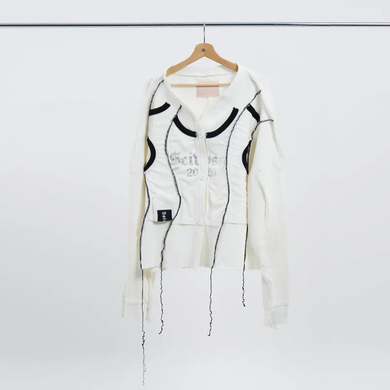 【 Seivson 2000 DIAMOND COLLECTION 】Fluid Sculptural Knit Cardigan ㄧWHITE