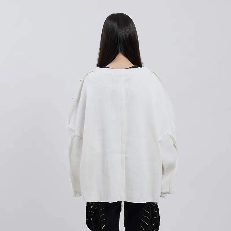 【 Seivson 2000 DIAMOND COLLECTION 】Fluid Sculptural Knit Cardigan ㄧWHITE