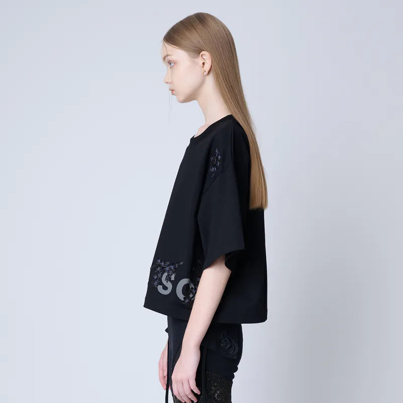 【Seivson JAPAN “さくら 桜 ” 】限定ショート丈T-shirt - BLACK