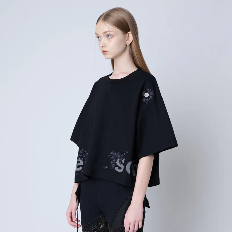 【Seivson JAPAN “さくら 桜 ” 】限定ショート丈T-shirt - BLACK