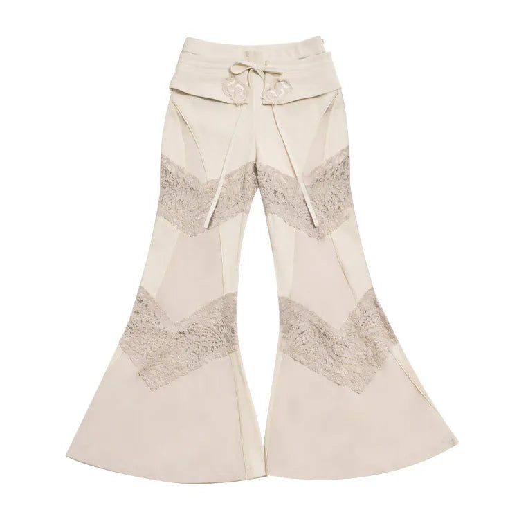 【Urban Cyber Collection】2-Way Layered V-Cut Lace Pants - KAKHI