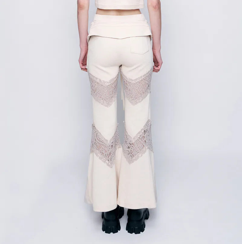 【Urban Cyber Collection】2-Way Layered V-Cut Lace Pants - KAKHI