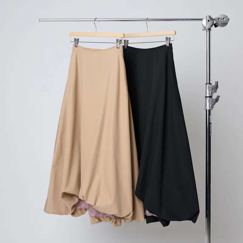 【Seivson X るー：雲の夢 】Cloud Puffy Long Skirt - KHAKI