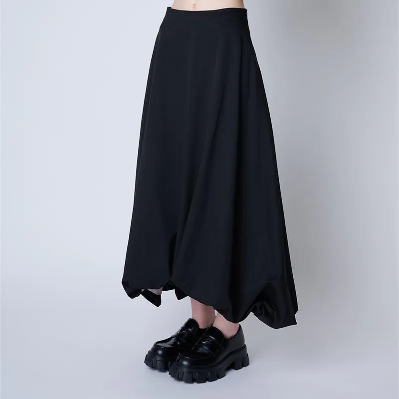 【Seivson X るー：雲の夢 】Cloud Puffy Long Skirt - BLACK