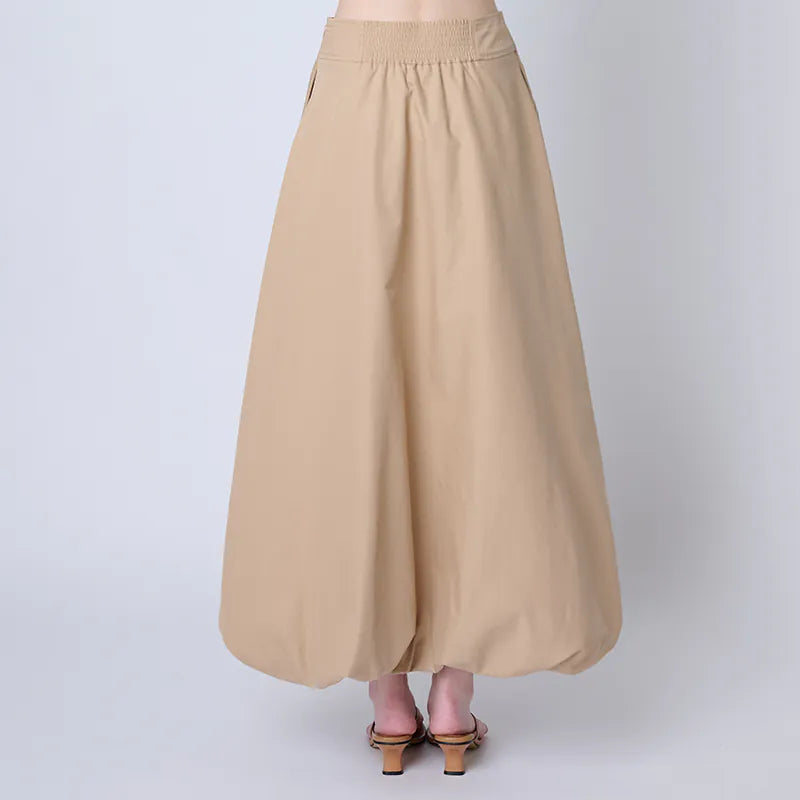 【Seivson X るー：雲の夢 】Cloud Puffy Long Skirt - KHAKI