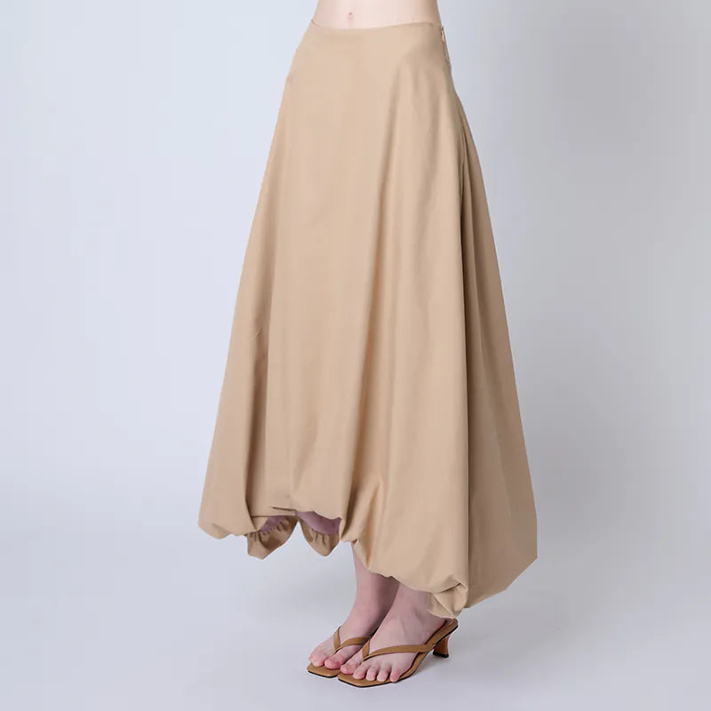 【Seivson X るー：雲の夢 】Cloud Puffy Long Skirt - KHAKI