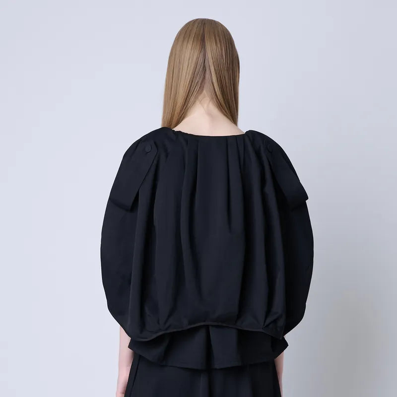 【 Seivson X るー：雲の夢 】Cloud 3D-Cut Cape Coat - BLACK