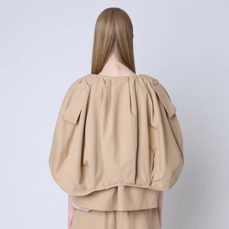 【 Seivson X るー：雲の夢 】Cloud 3D-Cut Cape Coat - KHAKI