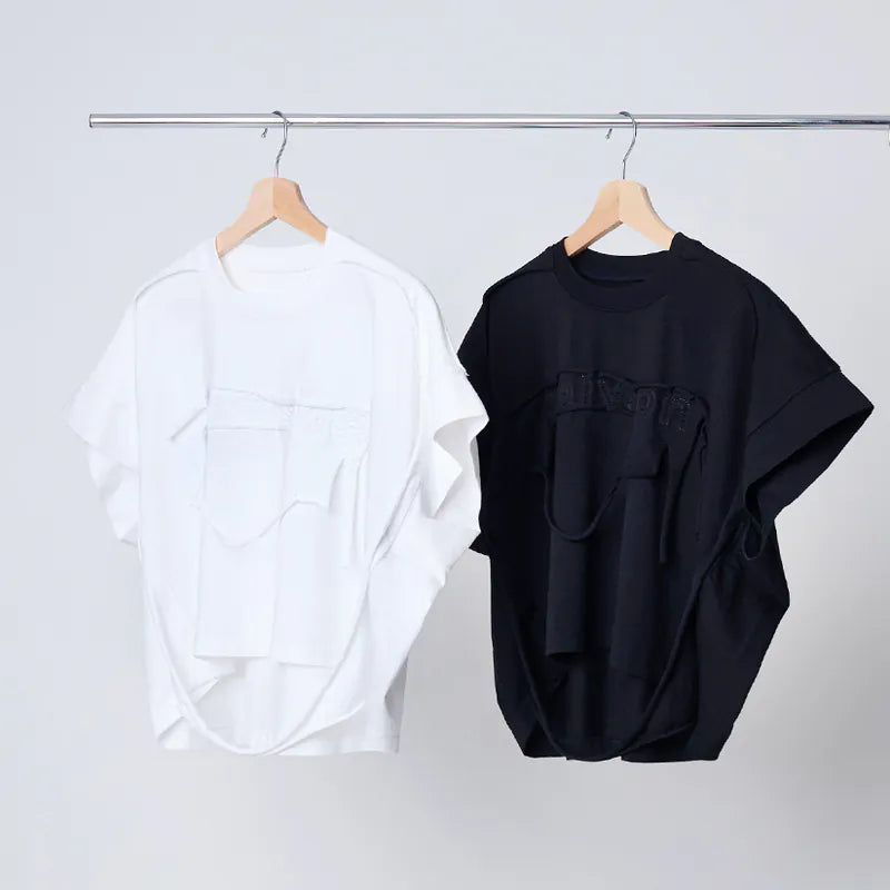 【Seivson 2024AW】 FAUX-SKIN TRACES T-SHIRT BLACK