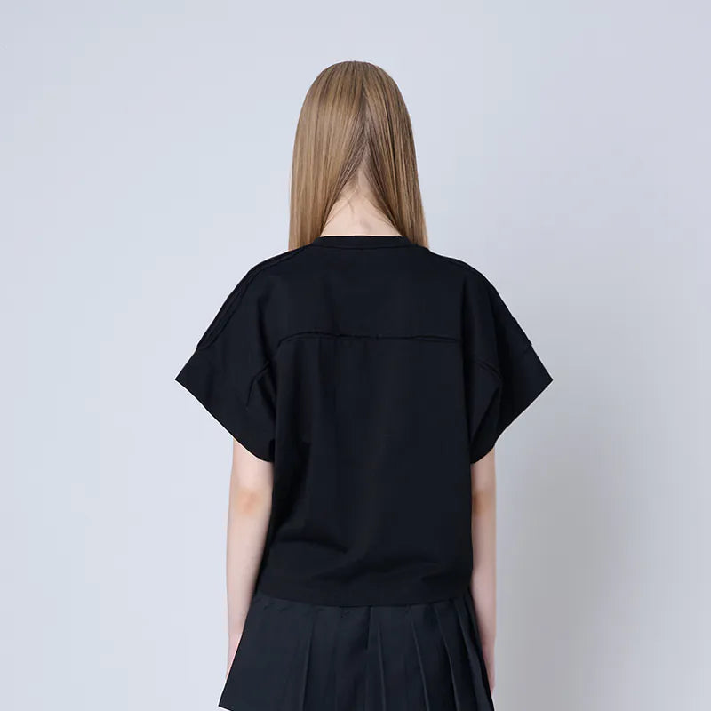 【Seivson 2024AW】 FAUX-SKIN TRACES T-SHIRT BLACK