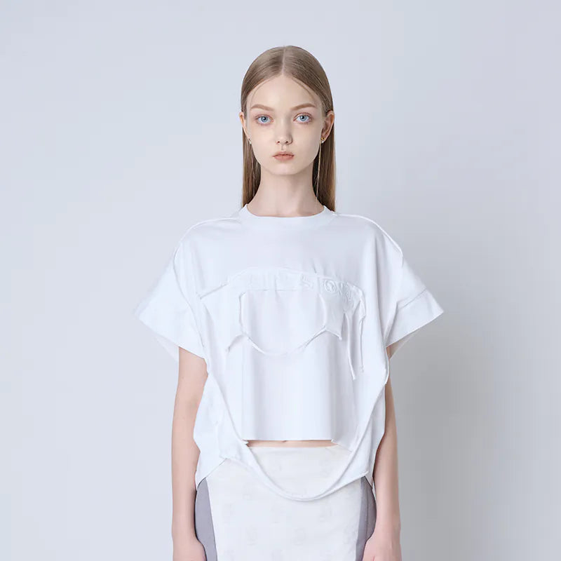 【Seivson 2024AW】 FAUX-SKIN TRACES T-SHIRT WHITE