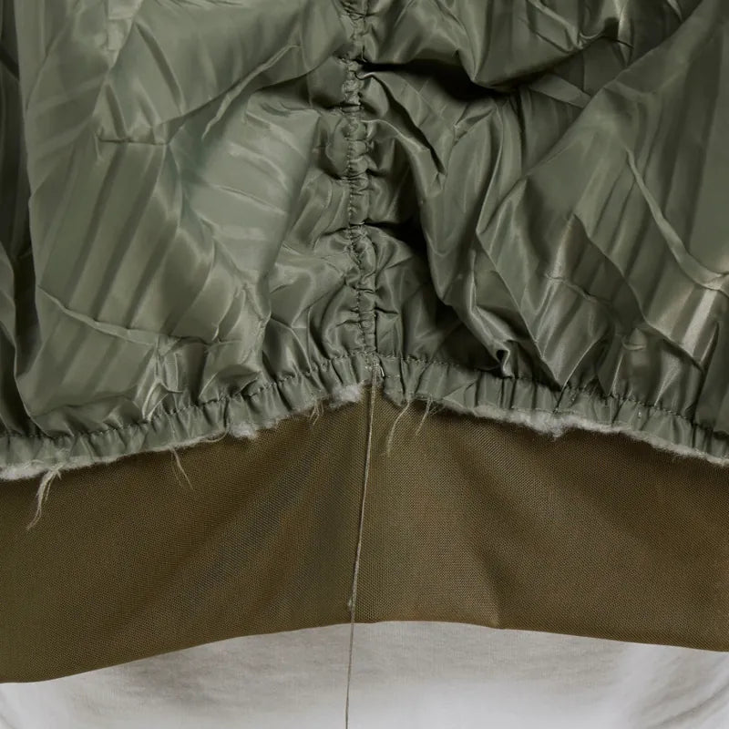 【Seivson 25SS】Deconstructed Hollow-Out Ruched Heavy-Processed MA-1 Bomber Jacket ㄧ Green