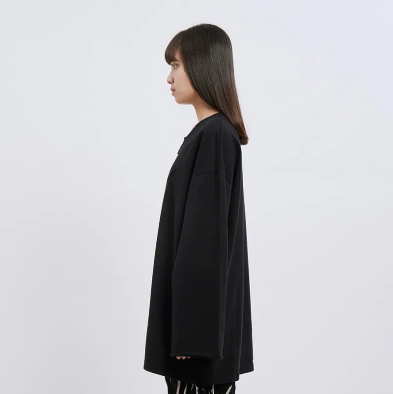 【Seivson X (A)crypsis®】MA-1 Multi-Processed Asymmetric Pleated T-Shirt ㄧ Black