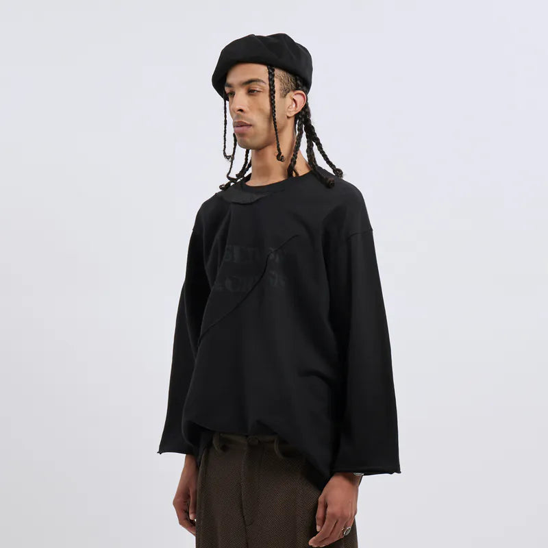 【Seivson X (A)crypsis®】MA-1 Multi-Processed Asymmetric Pleated T-Shirt ㄧ Black