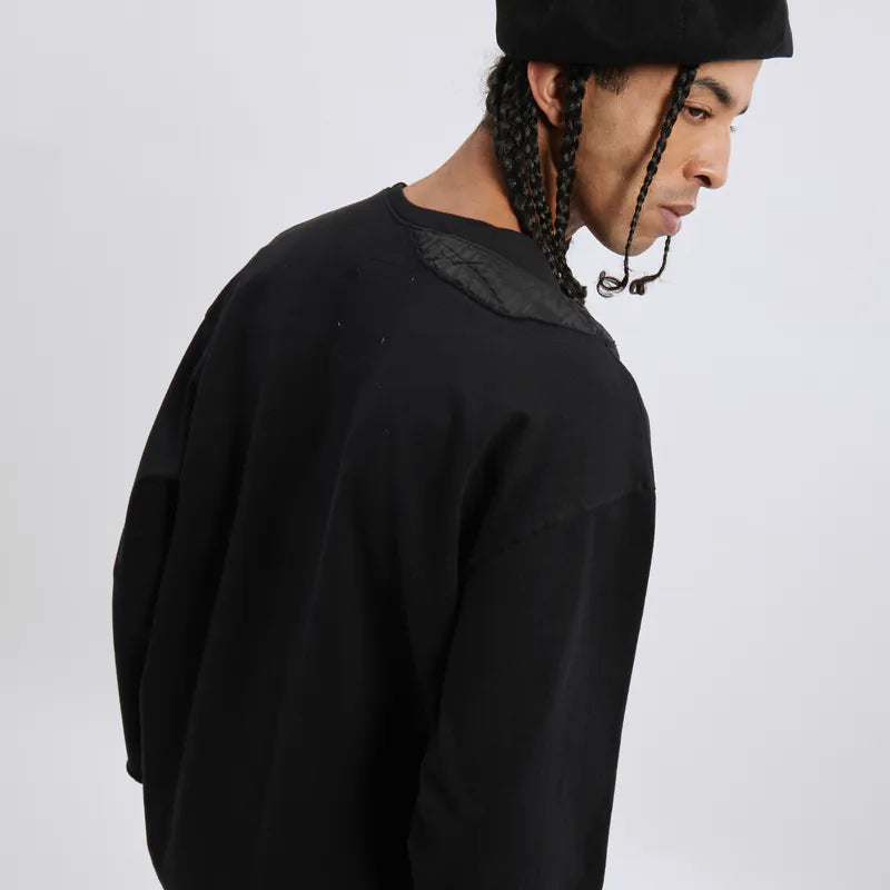 【Seivson X (A)crypsis®】MA-1 Multi-Processed Asymmetric Pleated T-Shirt ㄧ Black