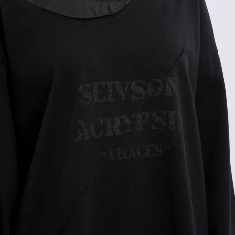 【Seivson X (A)crypsis®】MA-1 Multi-Processed Asymmetric Pleated T-Shirt ㄧ Black