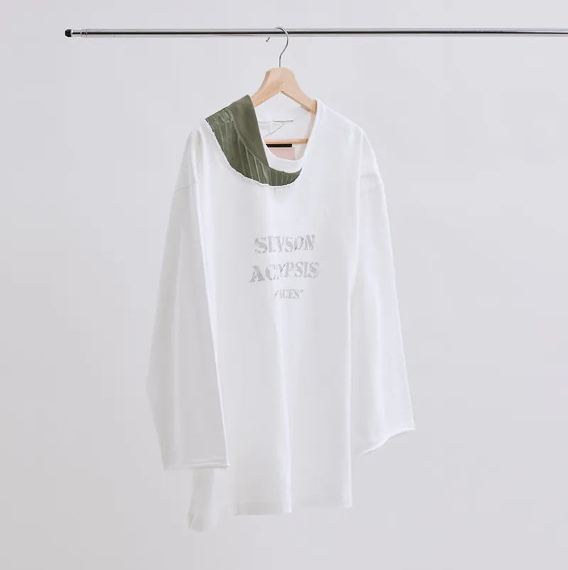 【Seivson X (A)crypsis®】 MA-1 Multi-Processed Asymmetric Pleated T-Shirt ㄧ White